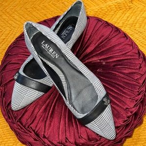 Ralph Lauren Black/White Plaid Ballet Flats - Size 8 1/2B. Gently Worn.